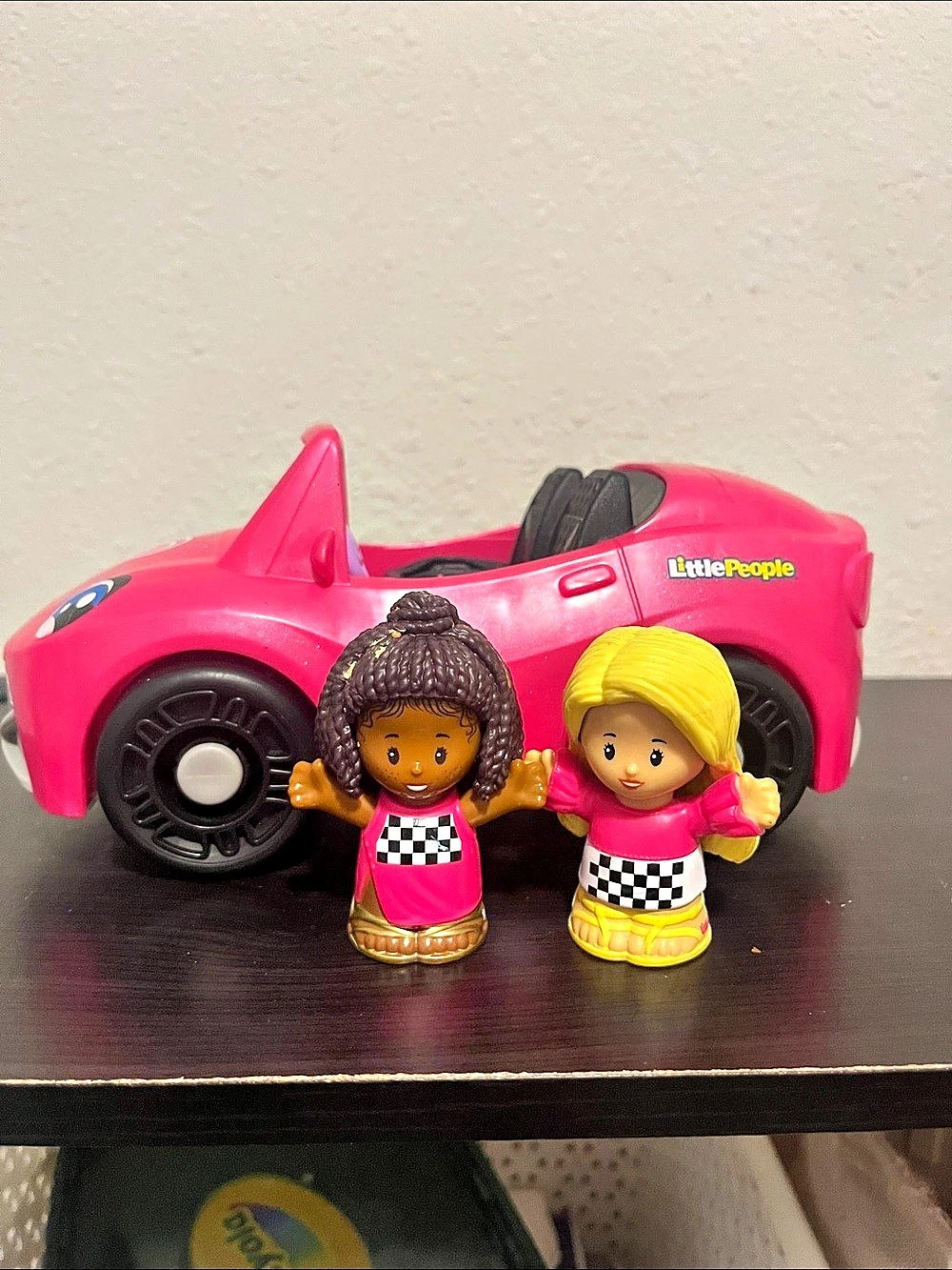 Little People Pink Car with Two Figures Like New